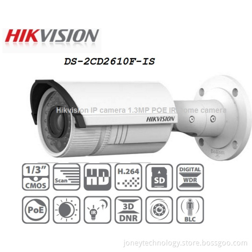Hikvision IP Camera with 1.3MP IR Bullet, Vari-Focal, Poe (DS-2CD2610F-IS)